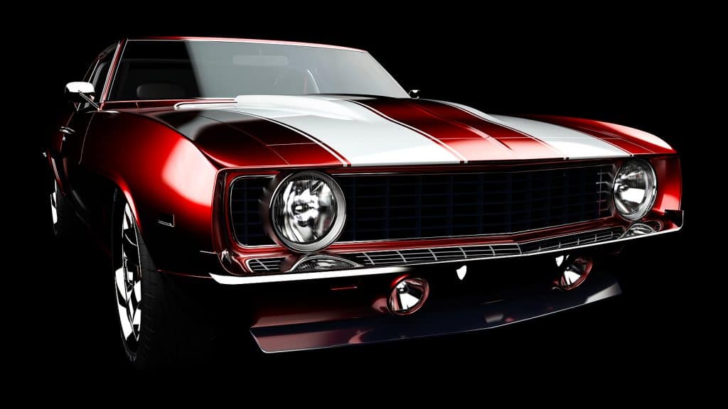 Muscle red car rendering