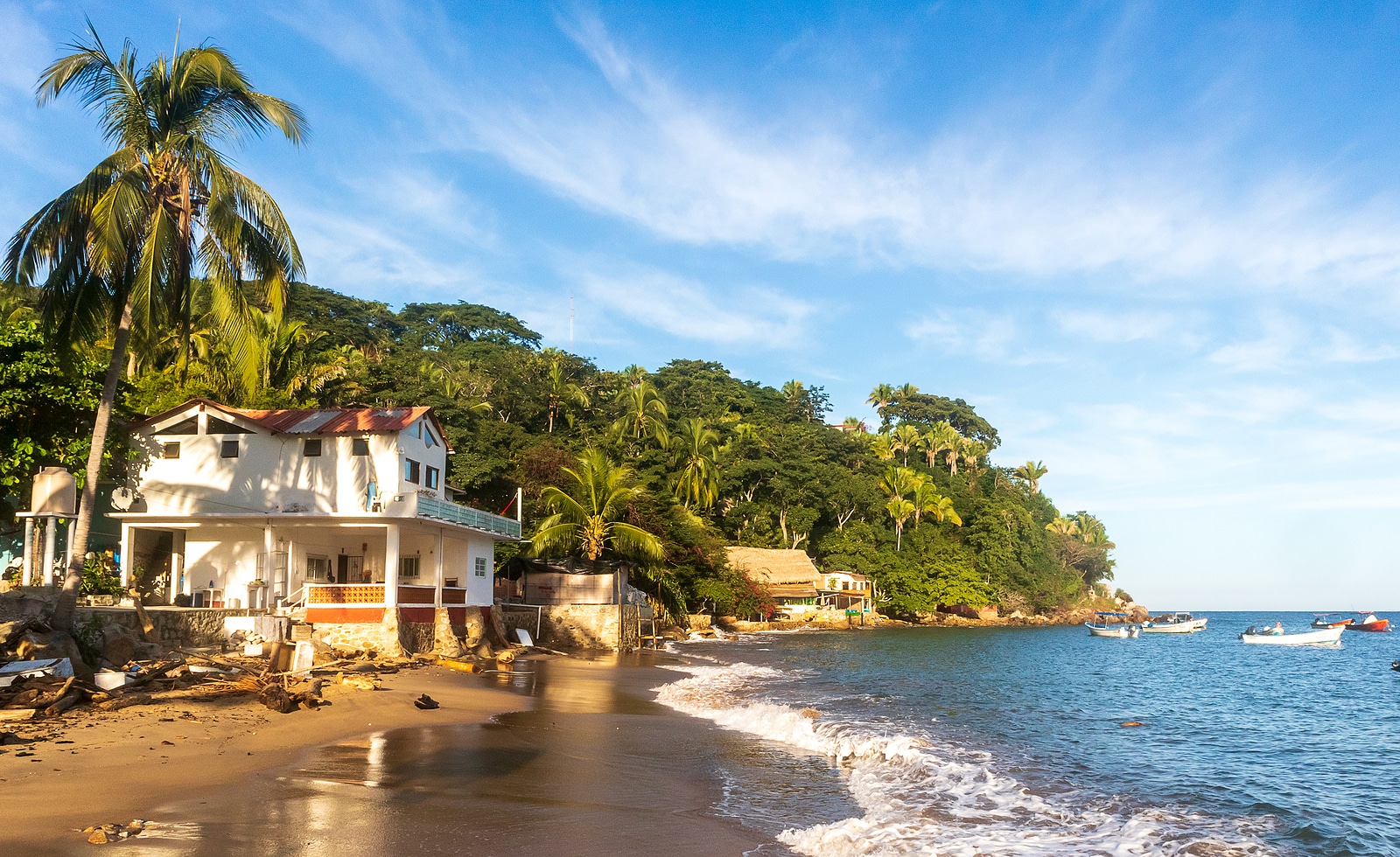 Tropical beach on a sunny day. Yelapa, Jalisco, Mexico.