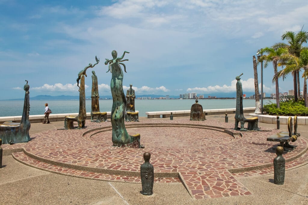The Roundabout of the Sea sculputers in Puerto Vallarta in Mexico